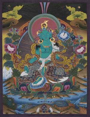Green Tara Thangka Painting | Goddess of Compassion | Mother of Protection